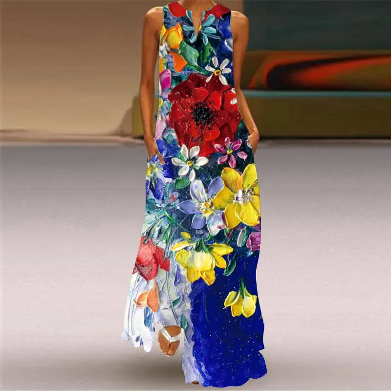 2026 Printed V-Neck Long Dress for Women - Image 7