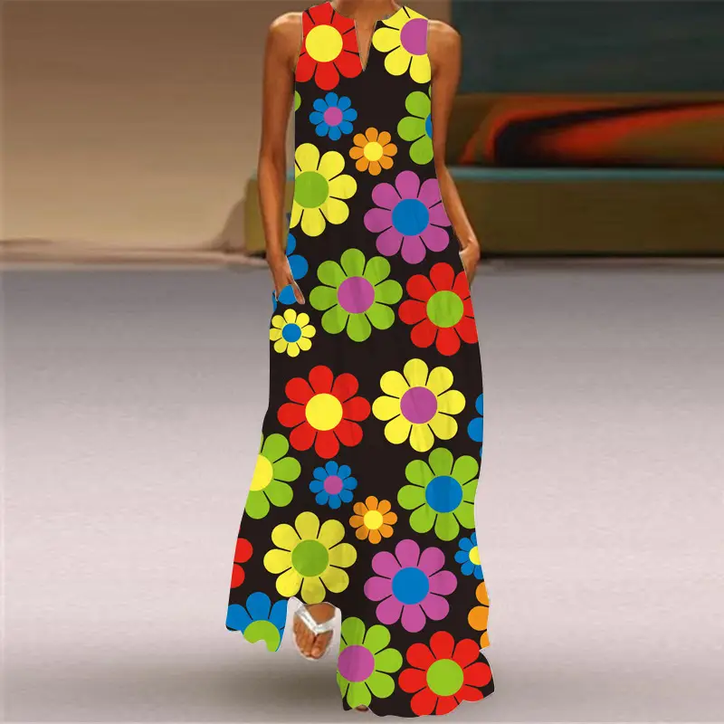 2026 Printed V-Neck Long Dress for Women - Image 9