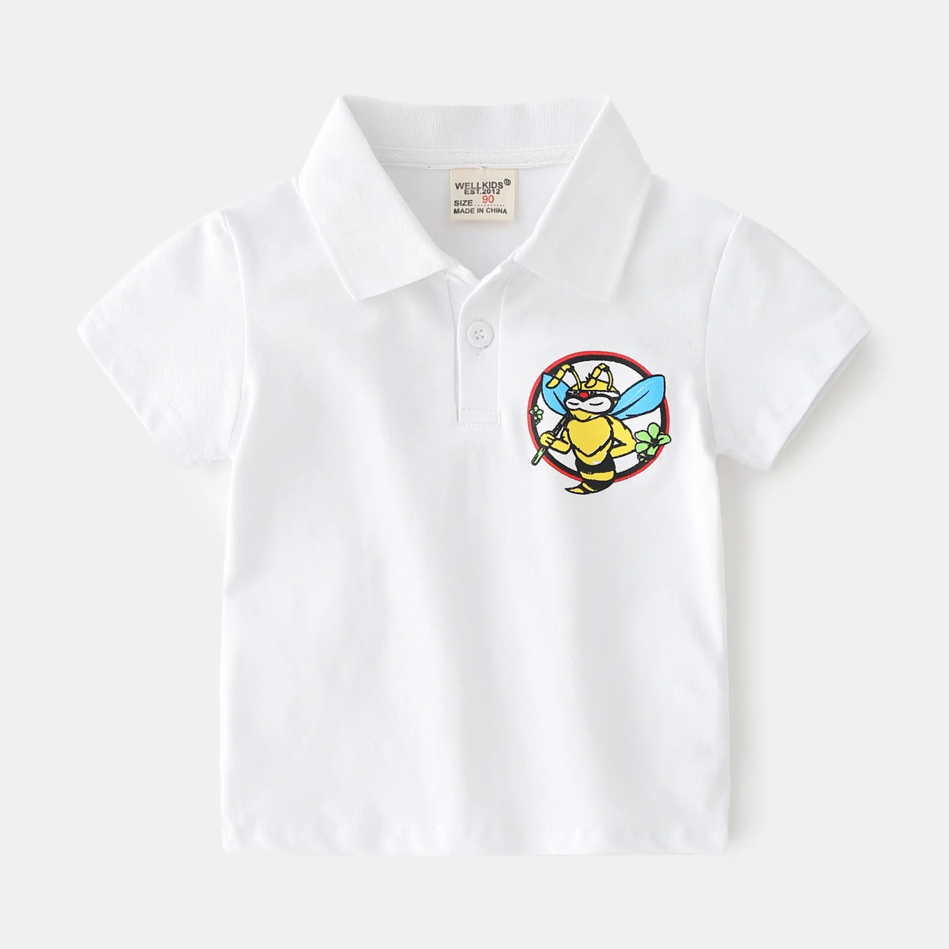 2025 Kids Printed Polo Shirt White Short Sleeve - Image 2