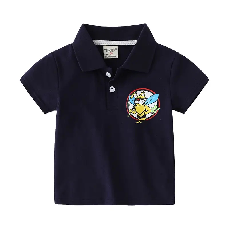 2025 Kids Printed Polo Shirt White Short Sleeve - Image 5