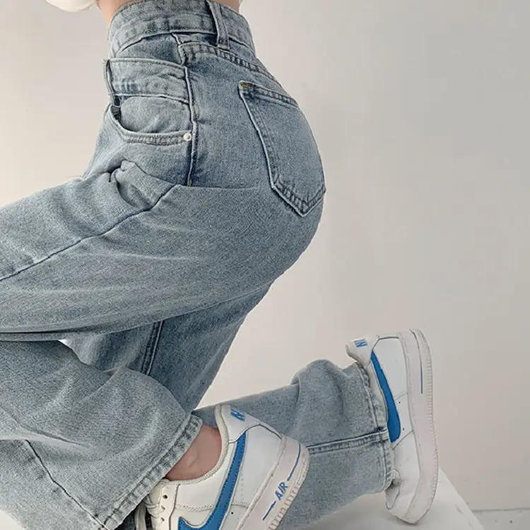 Women Retro High Waist Crossed Waist Jeans Summer Slim - Image 5