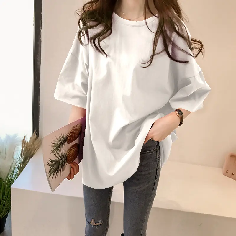 Pure Cotton Loose Fit Purple T-Shirt Plus Size - Image 22