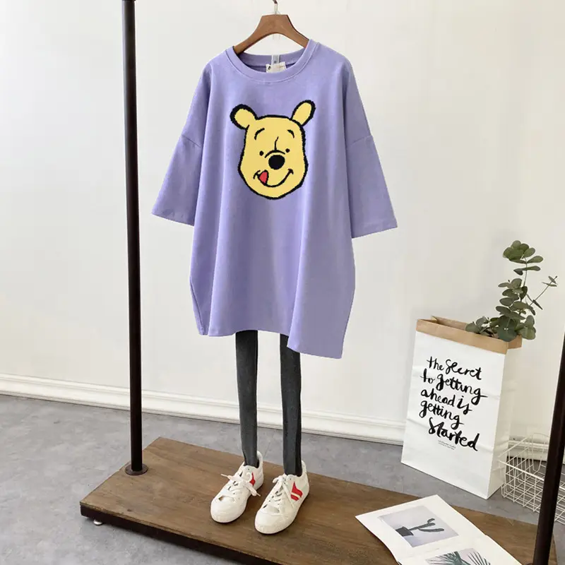 Pure Cotton Loose Fit Purple T-Shirt Plus Size - Image 13