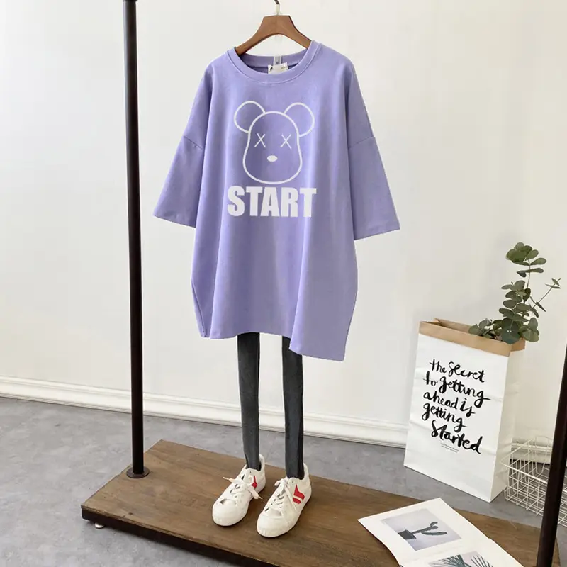 Pure Cotton Loose Fit Purple T-Shirt Plus Size - Image 4