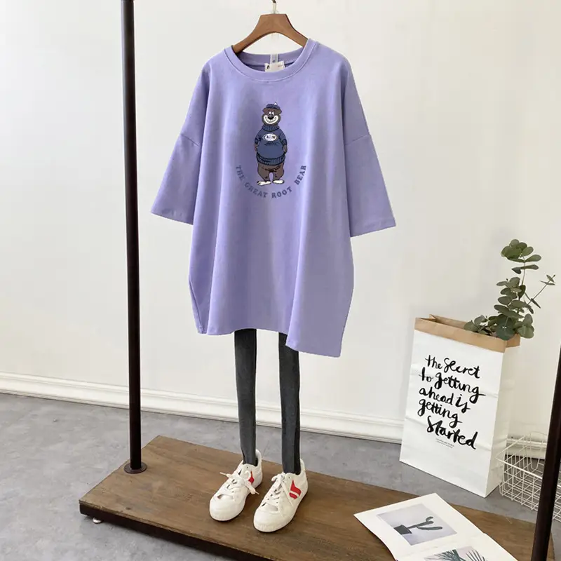 Pure Cotton Loose Fit Purple T-Shirt Plus Size - Image 7