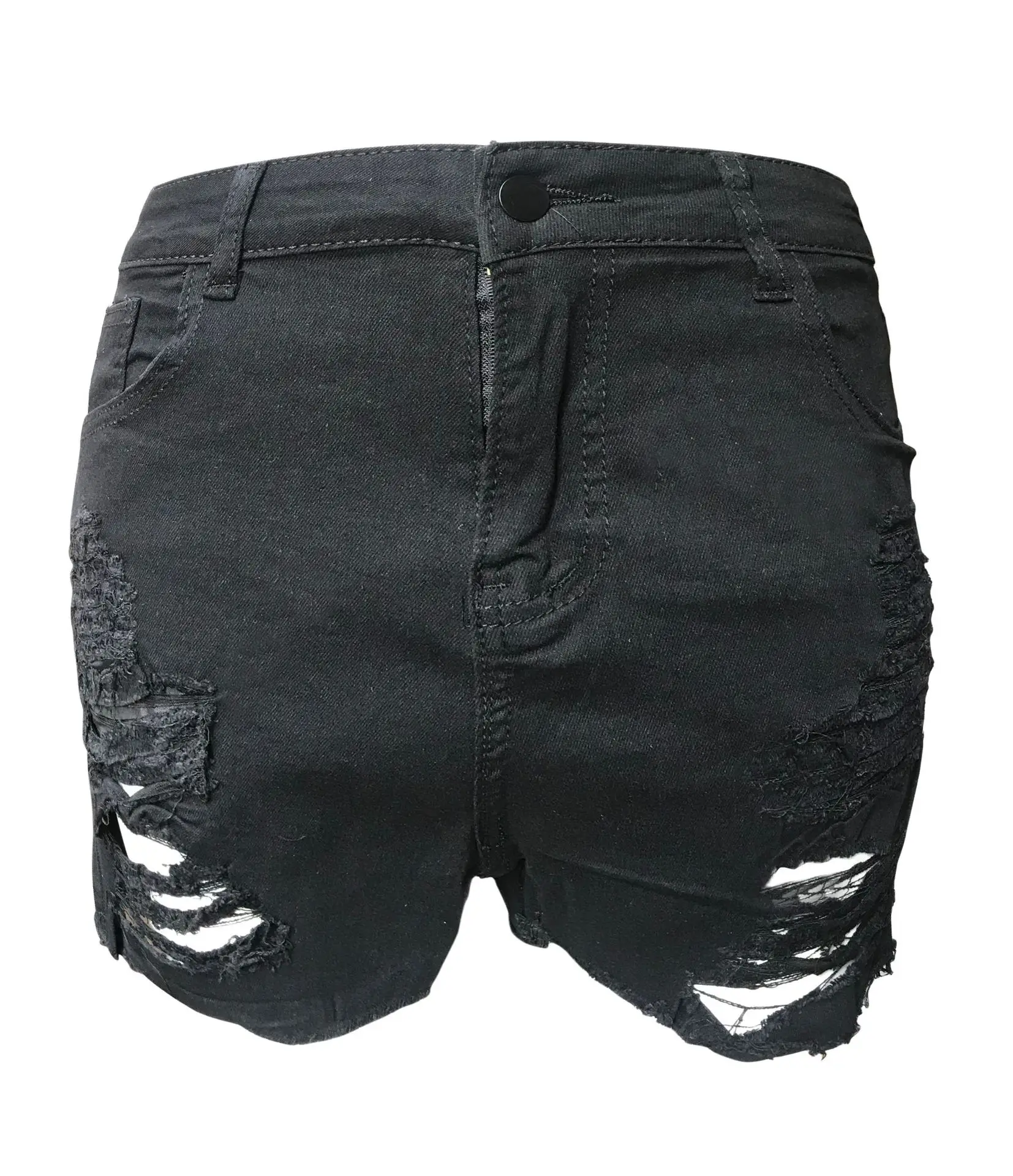 Ripped High Elastic Denim Shorts for Women — feature 12