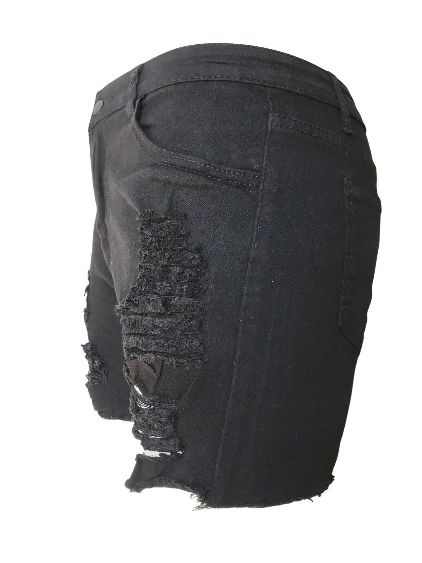 Ripped High Elastic Denim Shorts for Women — feature 13