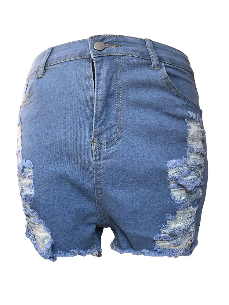 Ripped High Elastic Denim Shorts for Women — feature 15