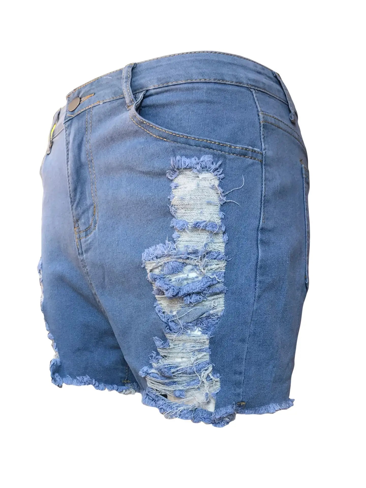 Ripped High Elastic Denim Shorts for Women — feature 16
