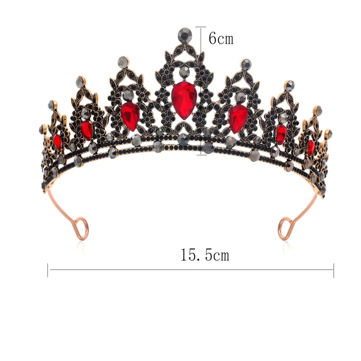 Noble Black Gemstone Sparkling Diamond Bridal Headdress - Image 32