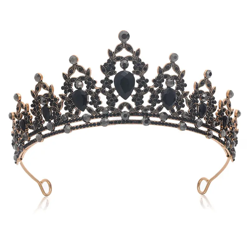 Noble Black Gemstone Sparkling Diamond Bridal Headdress - Image 5