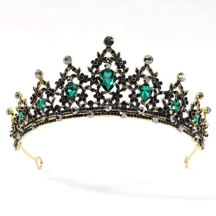 Noble Black Gemstone Sparkling Diamond Bridal Headdress - Image 7