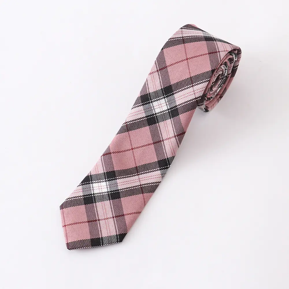 Plaid High Waist Pleated Skirt Pink Black - Image 3