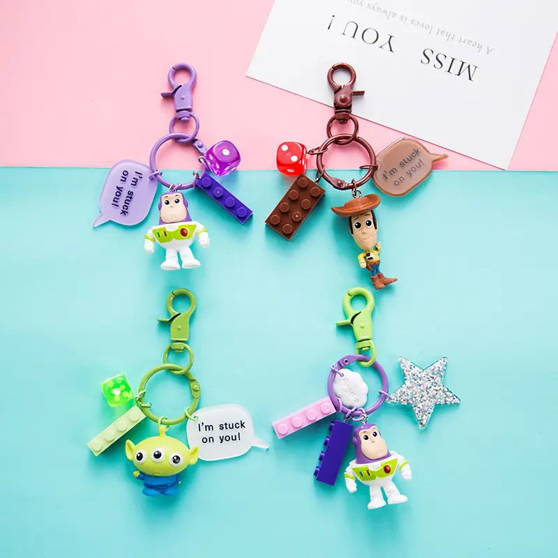 Toy Story Keychain Pendant Buzz Lightyear Woody Three-Eyed Alien Lotso Car Keychain Female Doll