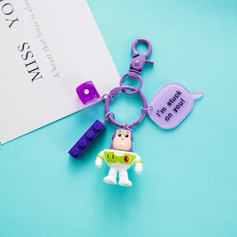 Toy Story Keychain Pendant Buzz Lightyear Woody Three-Eyed Alien Lotso Car Keychain Female Doll