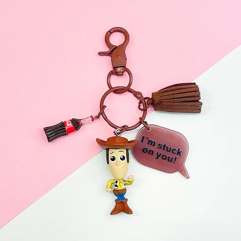 Toy Story Keychain Pendant Buzz Lightyear Woody Three-Eyed Alien Lotso Car Keychain Female Doll