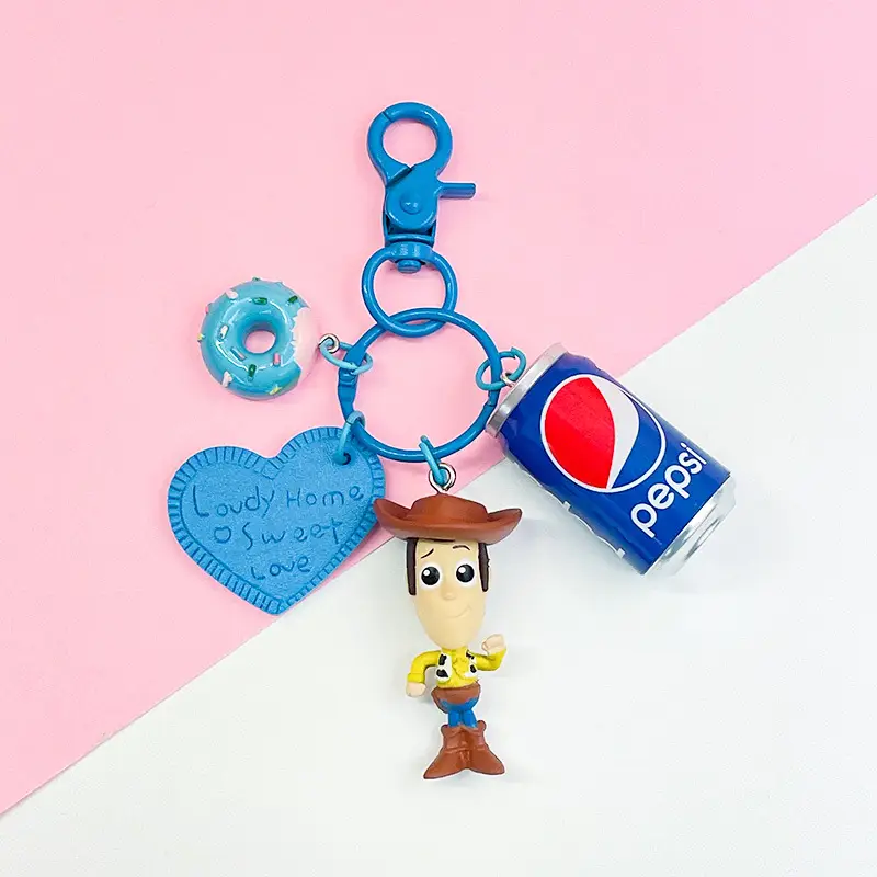 Toy Story Keychain Pendant Buzz Lightyear Woody Three-Eyed Alien Lotso Car Keychain Female Doll