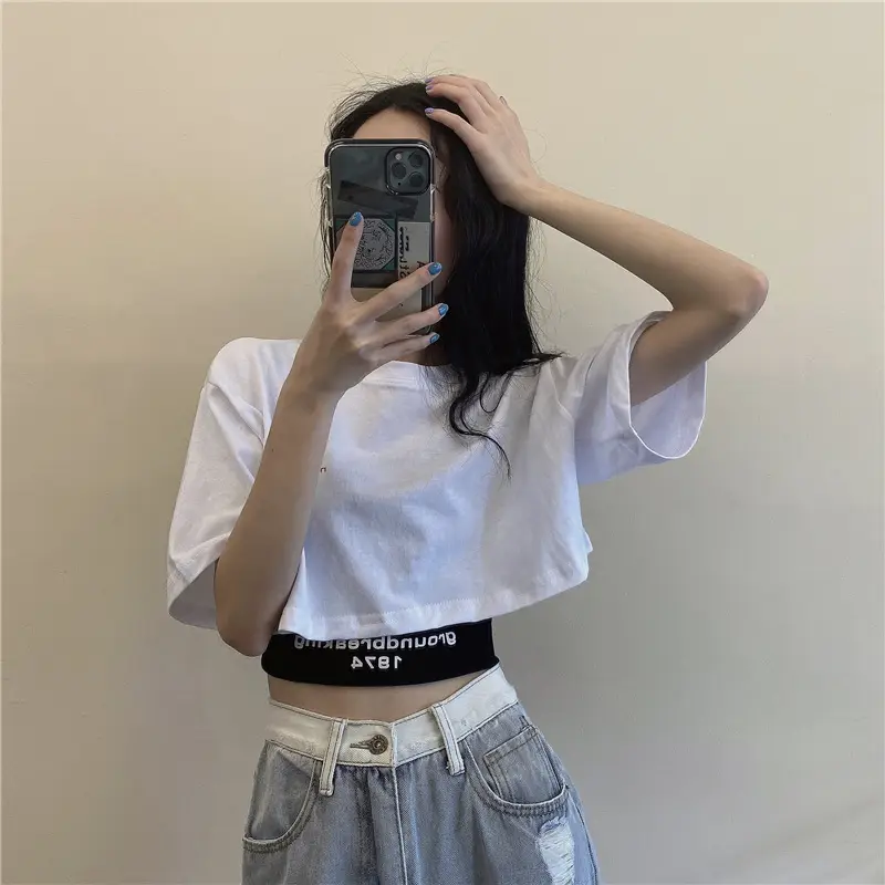Women's Navel-Baring Short Top Summer Top — feature 9
