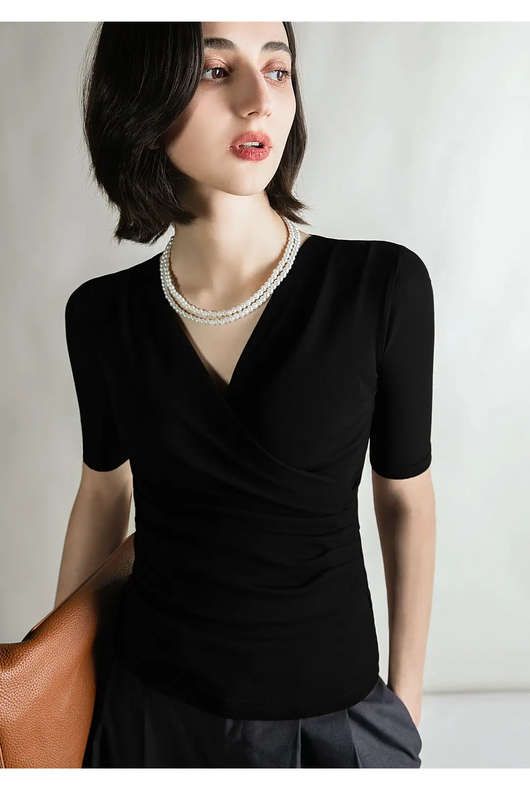 Brown Cross V Mesh Top Mid Sleeve Large — feature 33