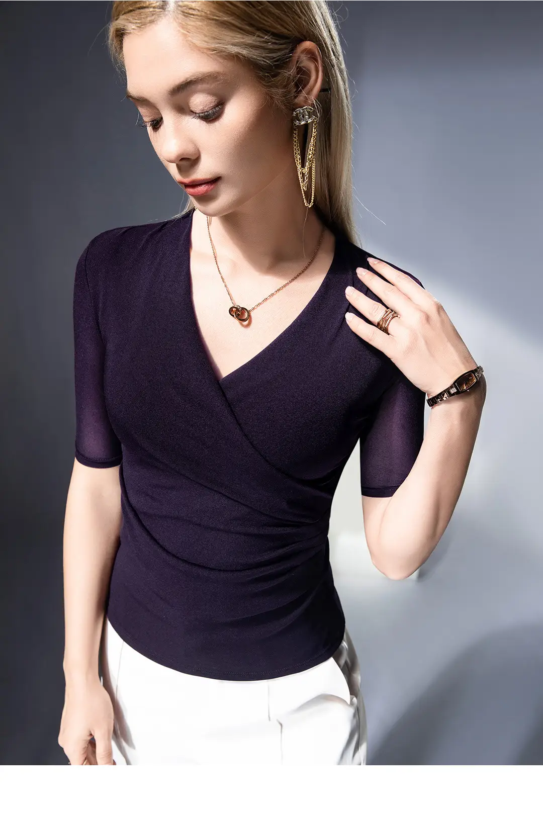 Brown Cross V Mesh Top Mid Sleeve Large — feature 36