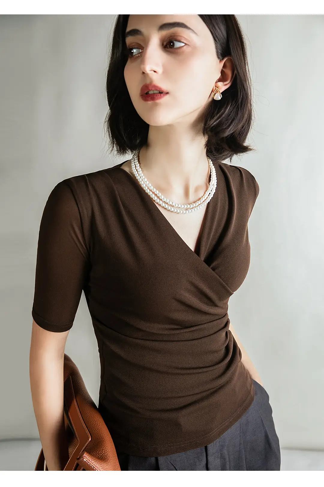 Brown Cross V Mesh Top Mid Sleeve Large — feature 4