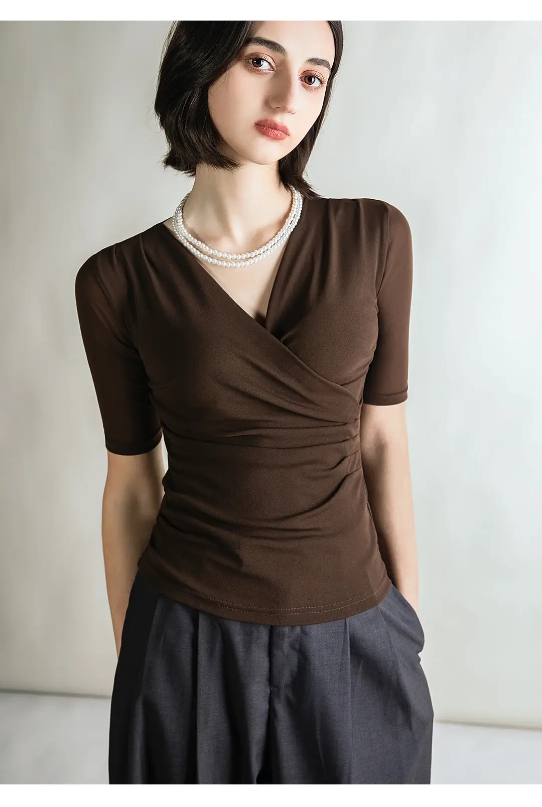 Brown Cross V Mesh Top Mid Sleeve Large — feature 5