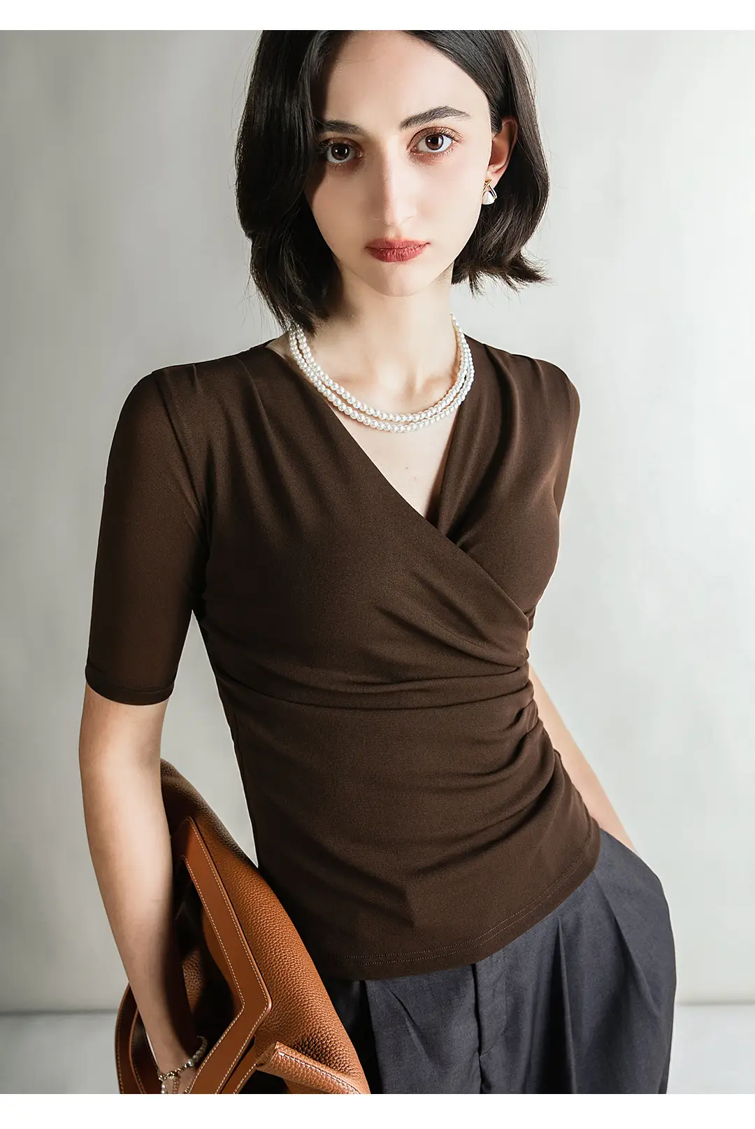 Brown Cross V Mesh Top Mid Sleeve Large — feature 6