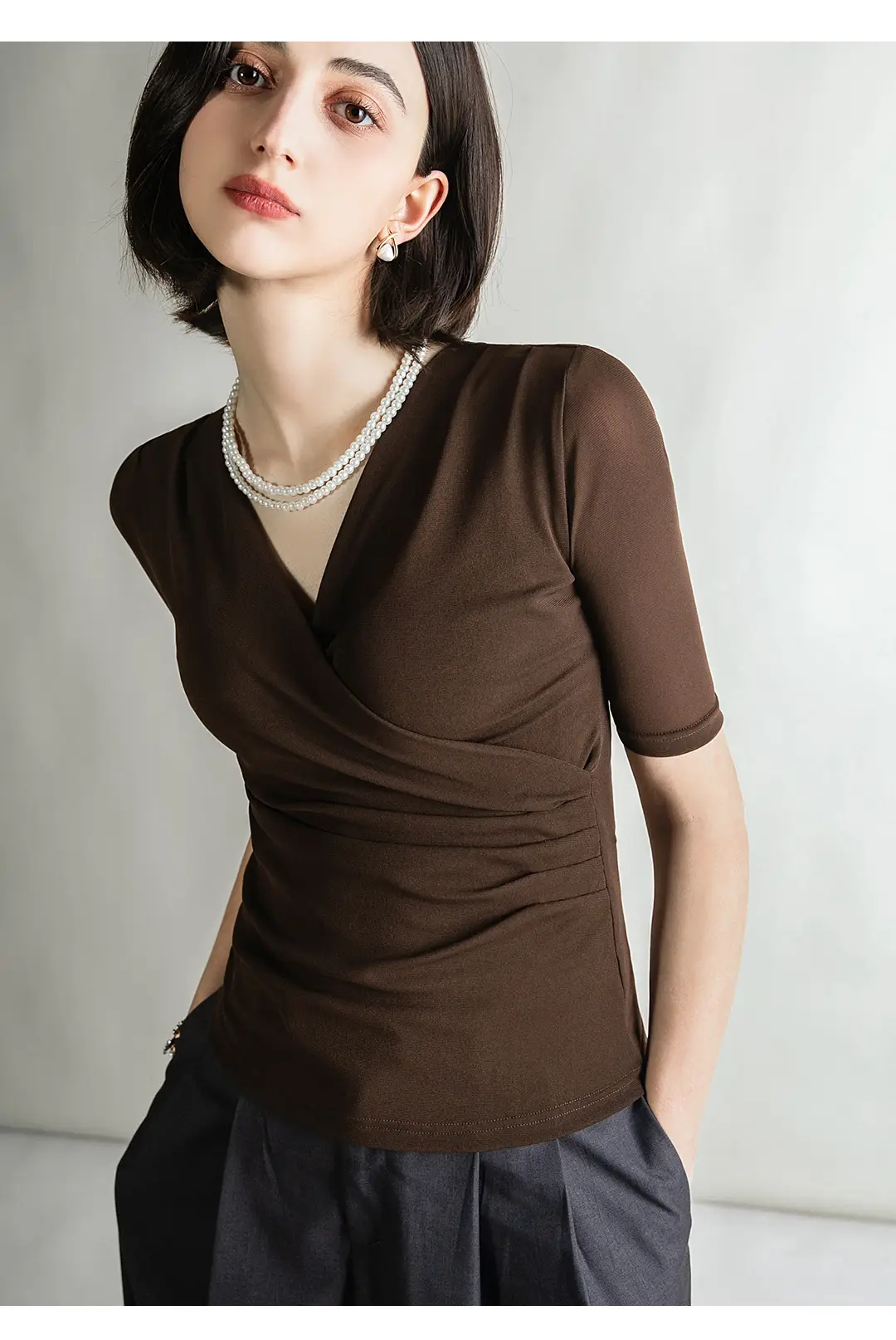 Brown Cross V Mesh Top Mid Sleeve Large — feature 7