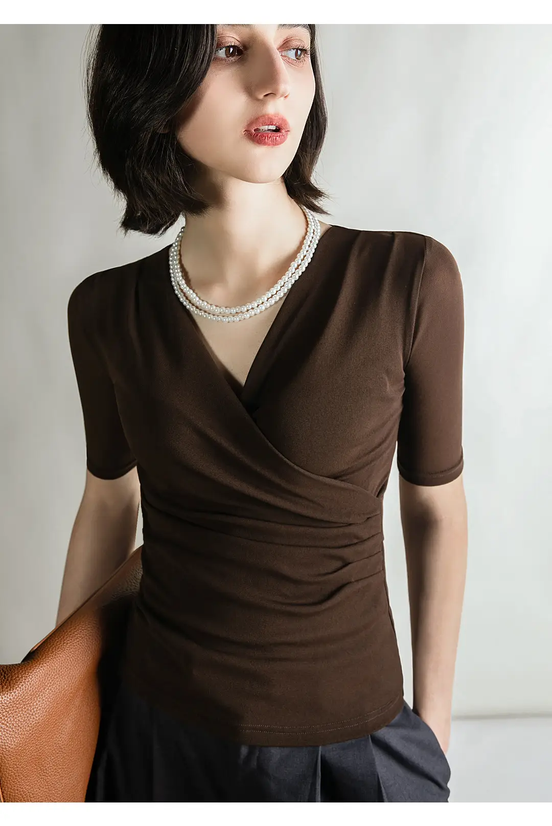 Brown Cross V Mesh Top Mid Sleeve Large — feature 8
