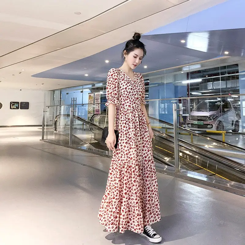 Women Chiffon Polka Dot High Waist Beach Dress - Image 9