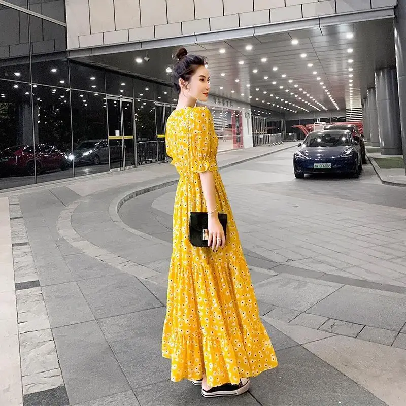 Women's Chiffon Polka Dot Long Skirt Dress - Image 11