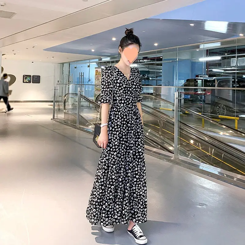 Women's Chiffon Polka Dot Long Skirt Dress - Image 6