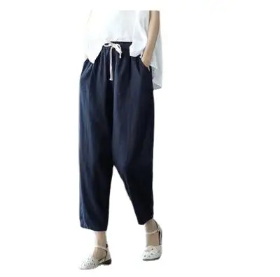 Women Linen Harem Pants Yellow Large 2025 - Image 14