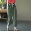 Women Linen Harem Pants Yellow Large 2025 - Image 5