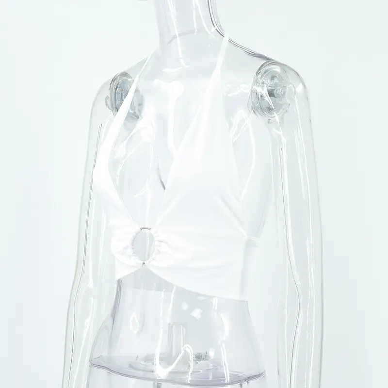 White Round Hook Crop Top for Women — feature 10