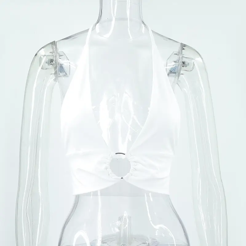 White Round Hook Crop Top for Women — feature 9