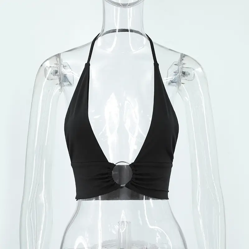 White Round Hook Crop Top for Women - Image 2