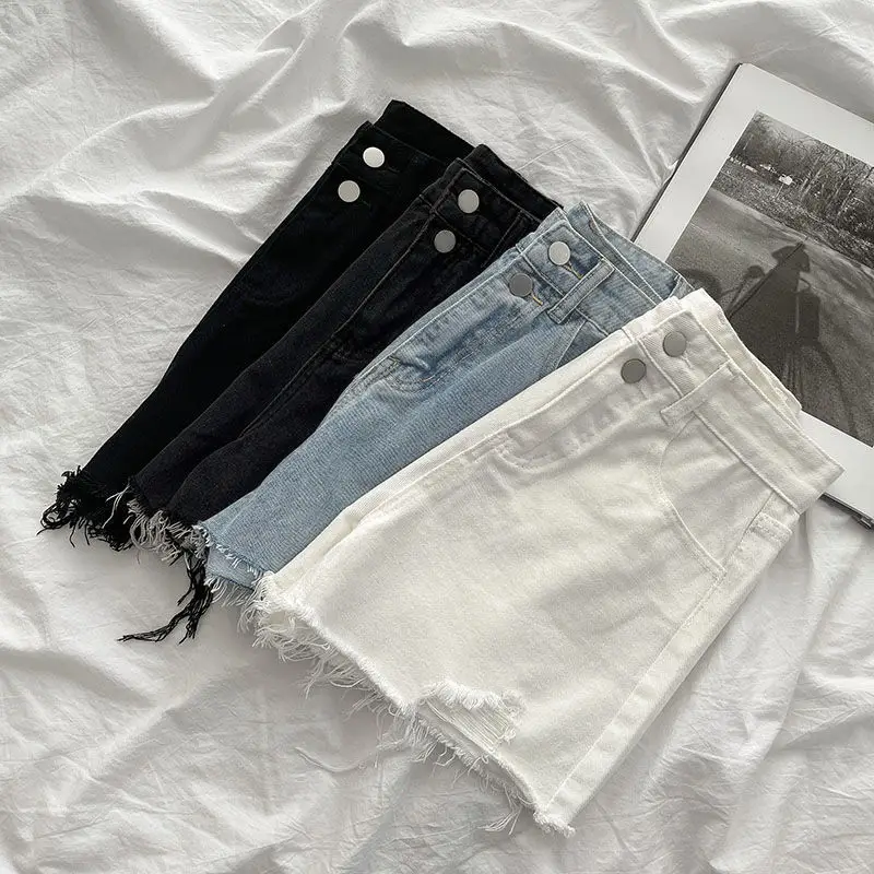 White High Waist Denim Shorts 2021 Summer - Image 6
