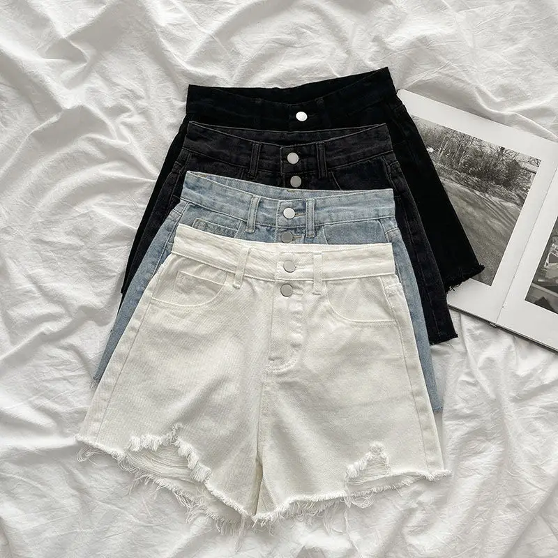 White High Waist Denim Shorts 2021 Summer - Image 7