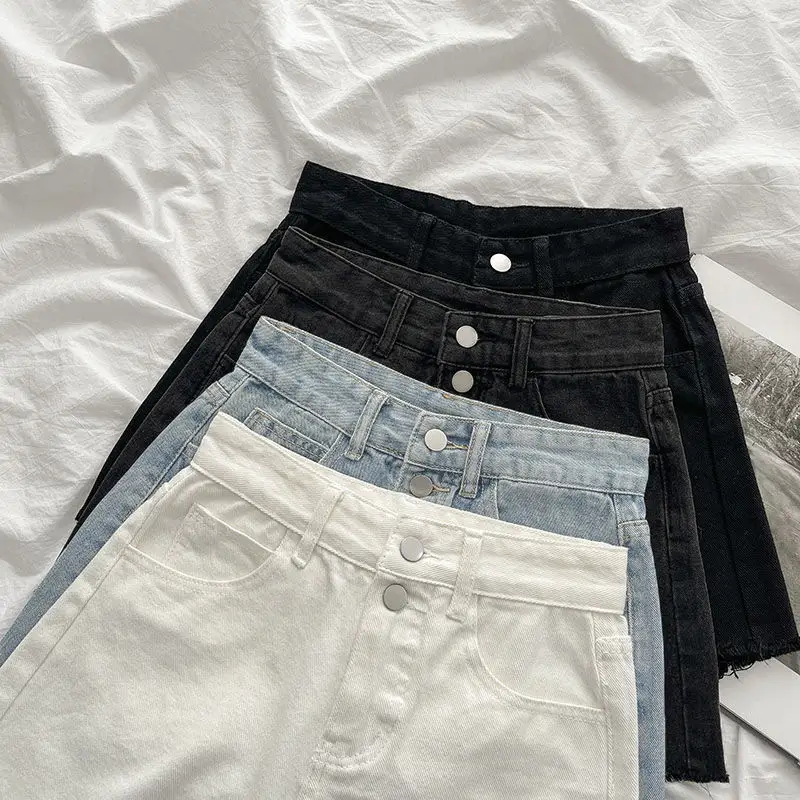 White High Waist Denim Shorts 2021 Summer - Image 8