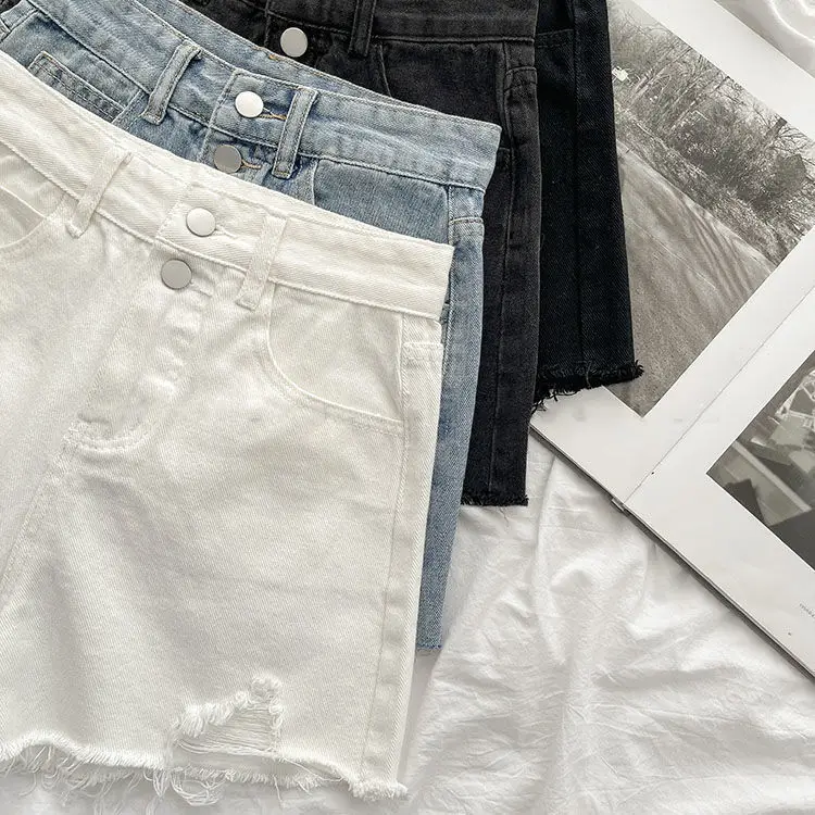White High Waist Denim Shorts 2021 Summer — feature 12