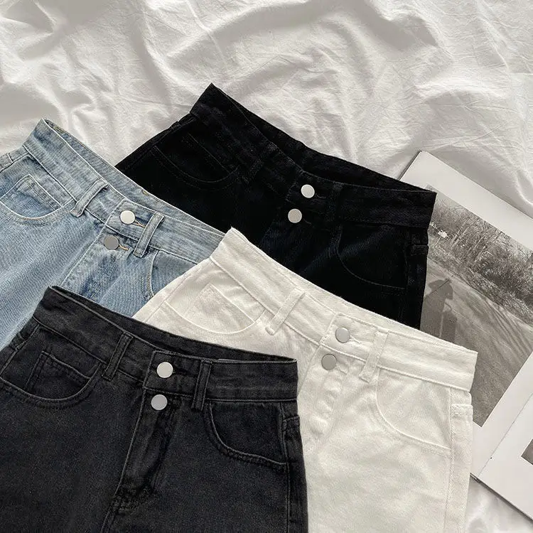 White High Waist Denim Shorts 2021 Summer — feature 13