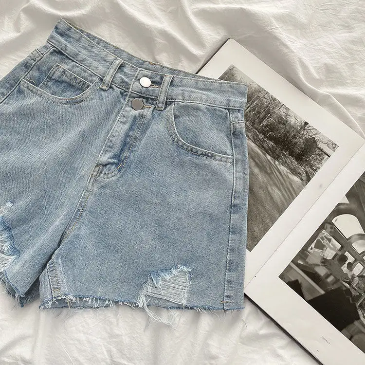 White High Waist Denim Shorts 2021 Summer — feature 16