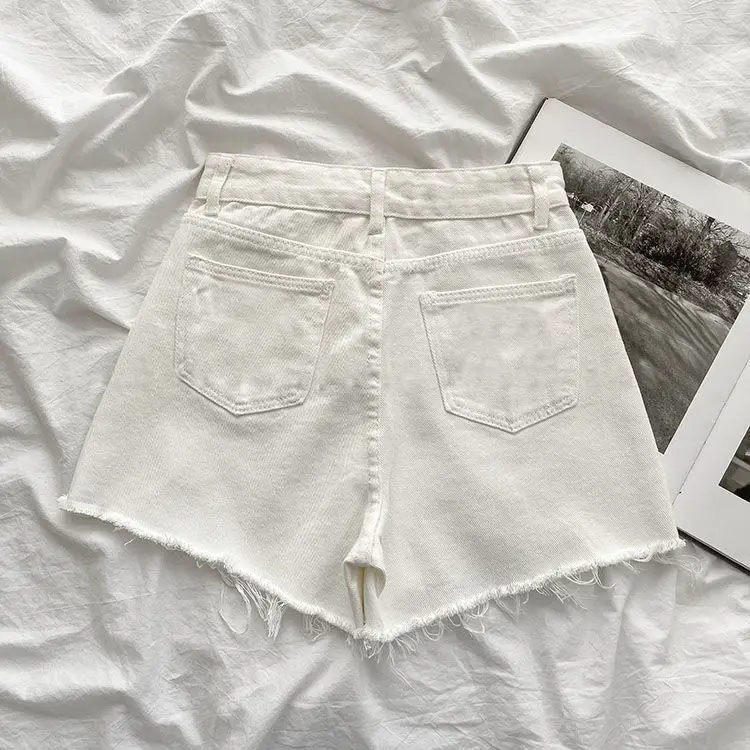 White High Waist Denim Shorts 2021 Summer — feature 21