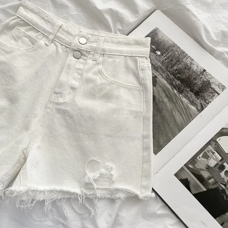 White High Waist Denim Shorts 2021 Summer — feature 22