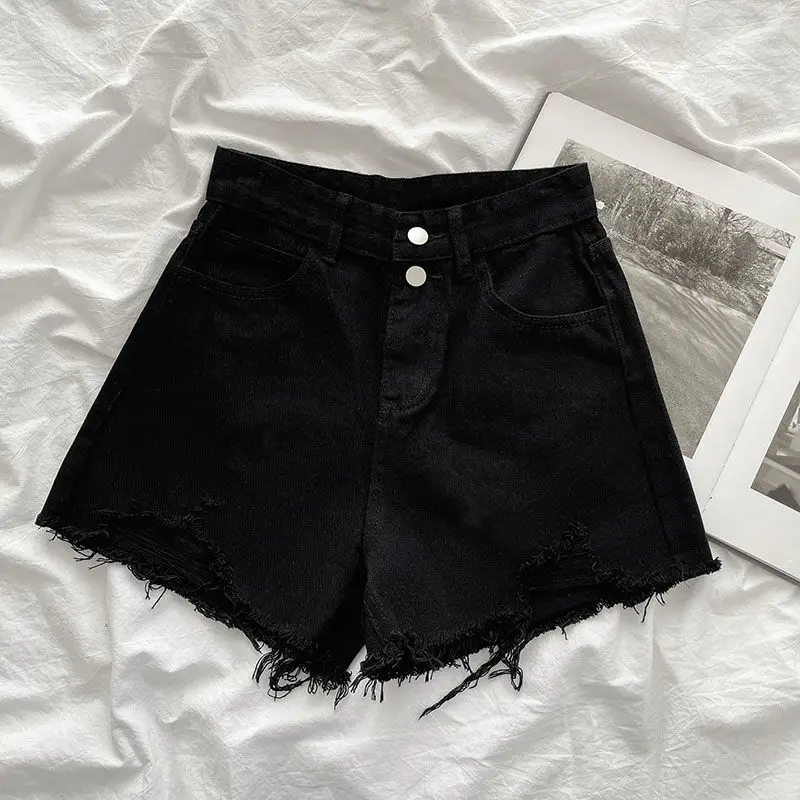 White High Waist Denim Shorts 2021 Summer - Image 3
