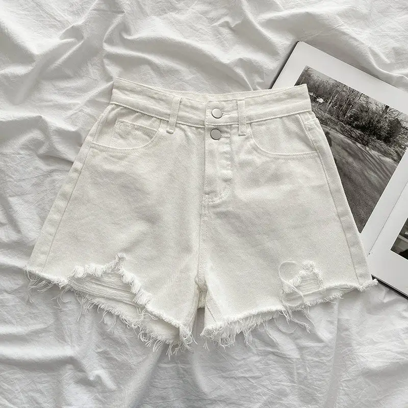 White High Waist Denim Shorts 2021 Summer - Image 4