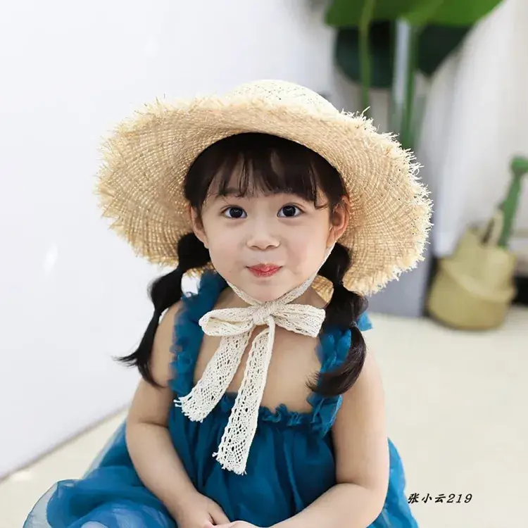 Children Straw Hat Sun Hat Lightweight Raffia Korean Style - Image 5