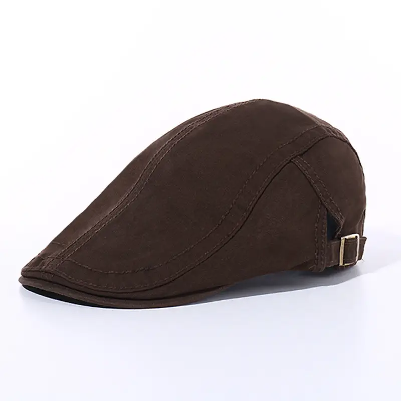 Women Cotton Painter's Cap Solid Brown Baseball Cap - Image 4