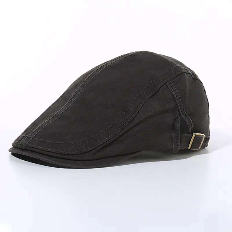 Women Cotton Painter's Cap Solid Brown Baseball Cap - Image 6